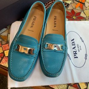 Rare Prada vintage turquoise loafers